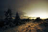 Crépuscule paysage d'hiver.